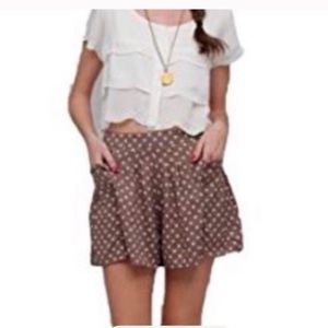 Free People | High Waist Polka Dot Taupe Brown Short